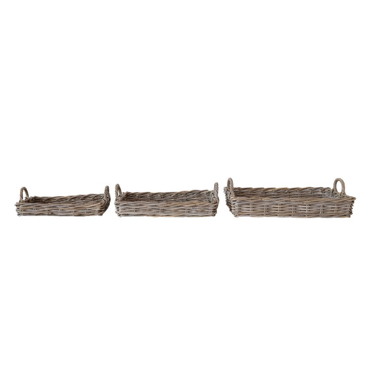 Woven Rattan Kubu Trays w/ Handles | S