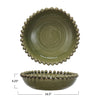 Decorative Handmade Terra-cotta Bowl w/ Hobnail Edge  | Olive