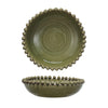 Decorative Handmade Terra-cotta Bowl w/ Hobnail Edge  | Olive