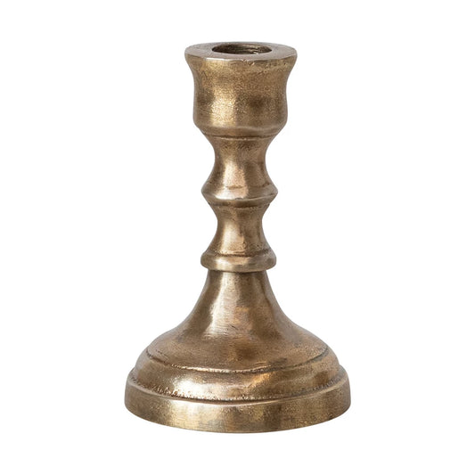 Cast Aluminum Taper Holder, Antique Brass Finish | 3"