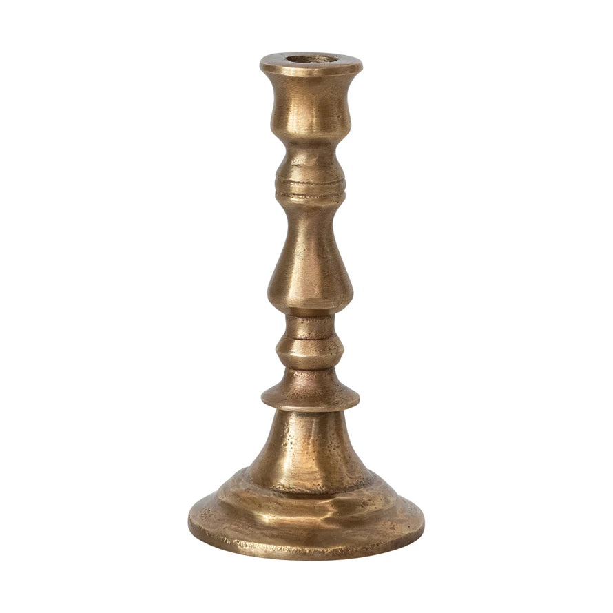 Cast Aluminum Taper Holder, Antique Brass Finish | 4.5"