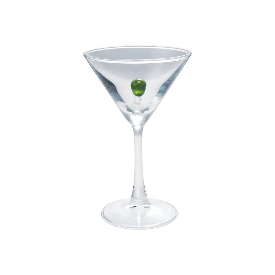 Martini Glass with Hand-Blown Olive Inside