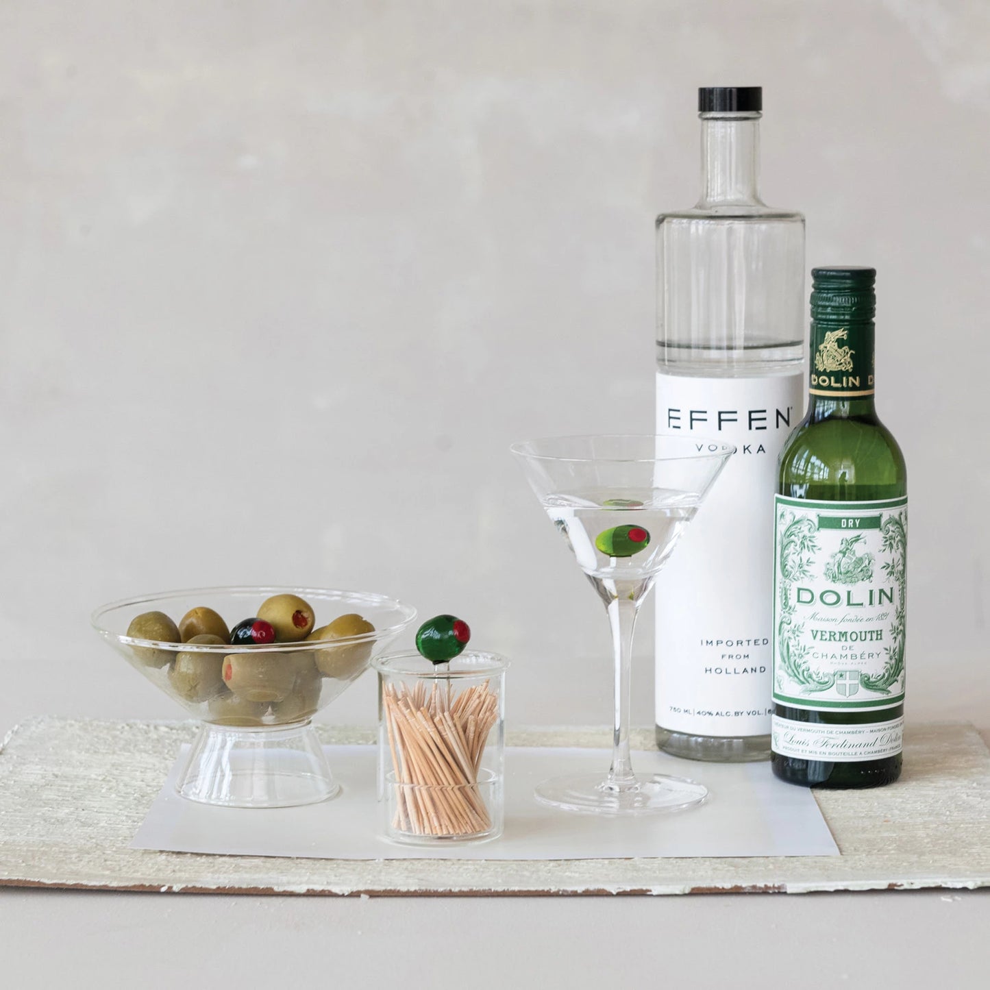 Footed Glass Bowl with Hand-Blown Olive Inside