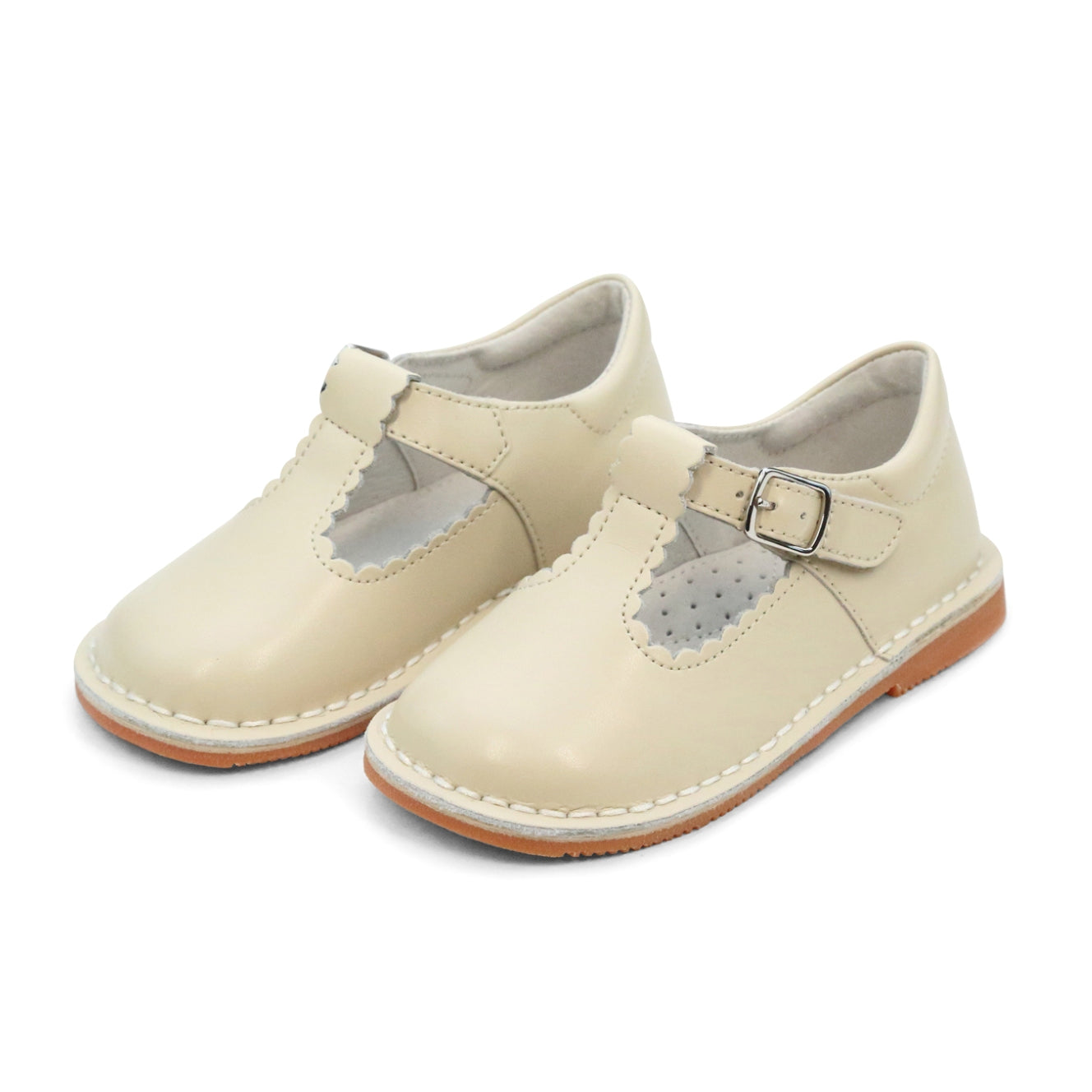 Selina Scalloped T-Strap Mary Jane | Oatmeal