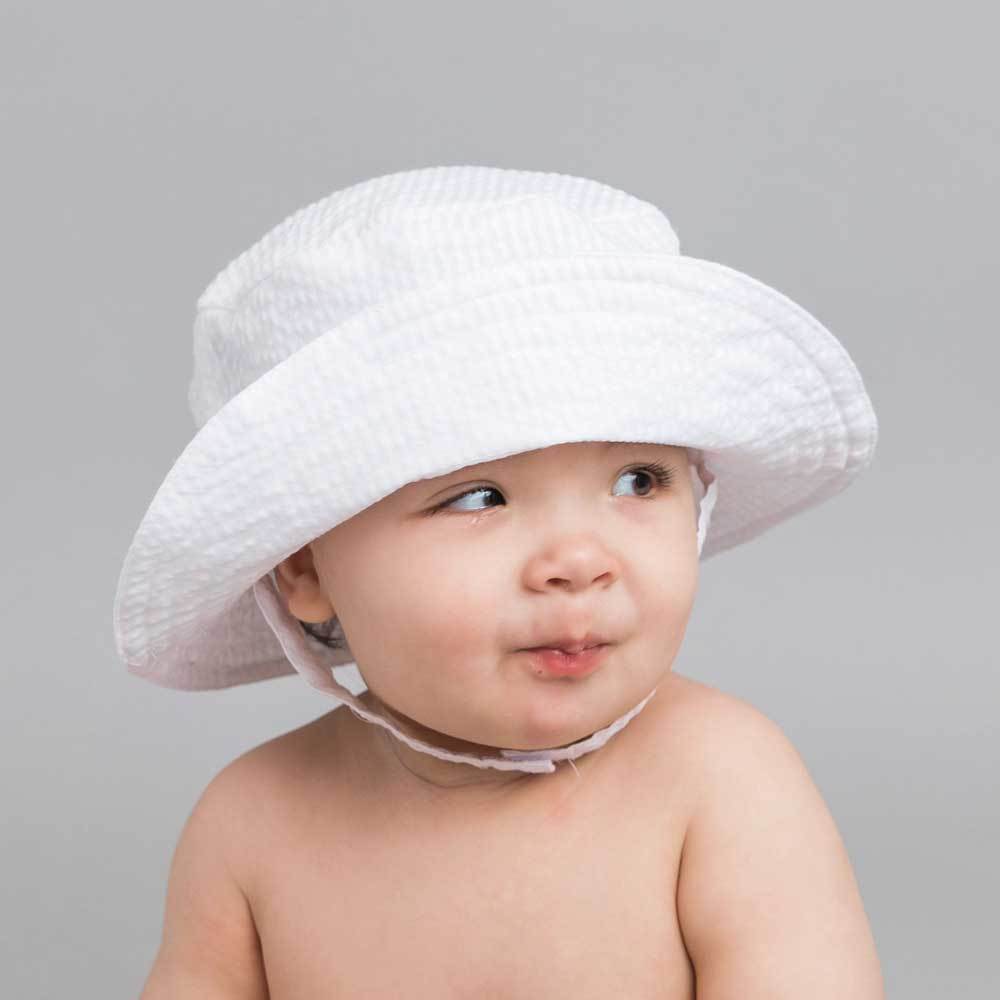 Seersucker Bucket Hat | White