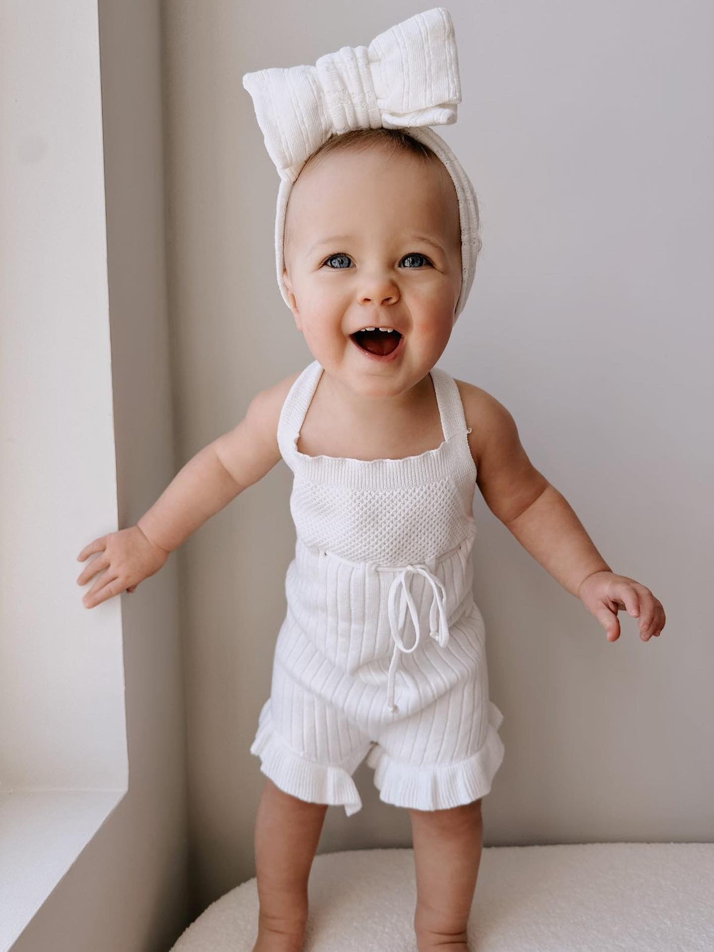 Sleeveless Ruffle Romper | White