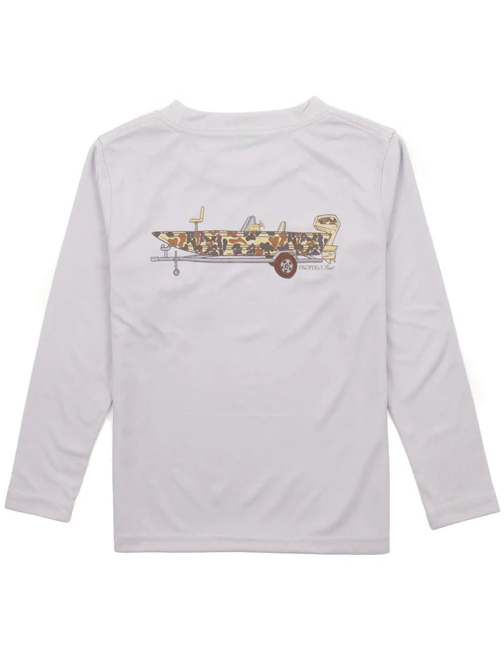 Camo Boat Performance LS Tee | Ice Grey