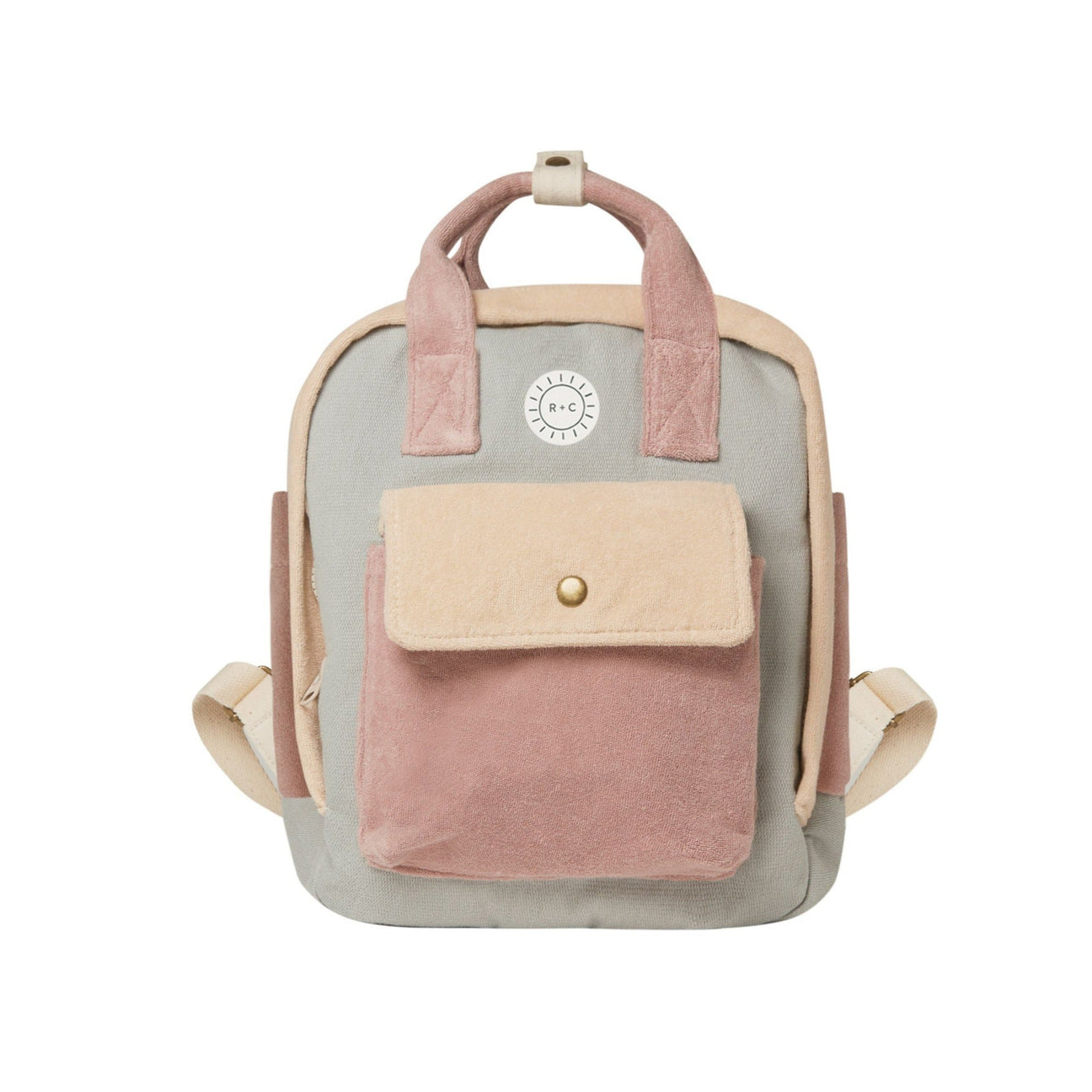 Mini Backpack - Terry Color Block (Blue, Shell & Mauve)