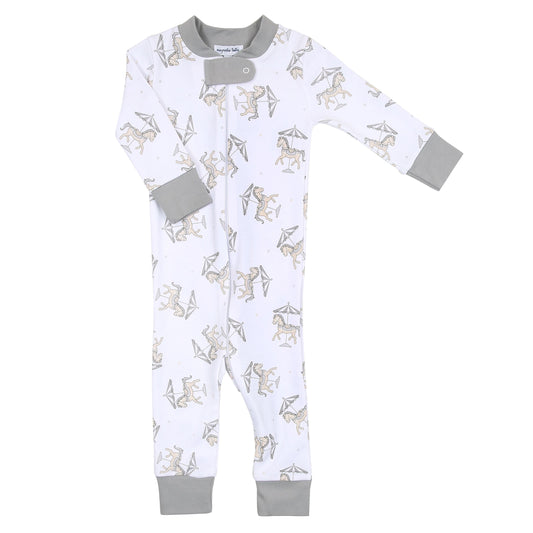 Carousel Zipped Pajamas - Silver