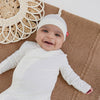 pin dot cream modal magnetic cozy sleeper gown + hat set