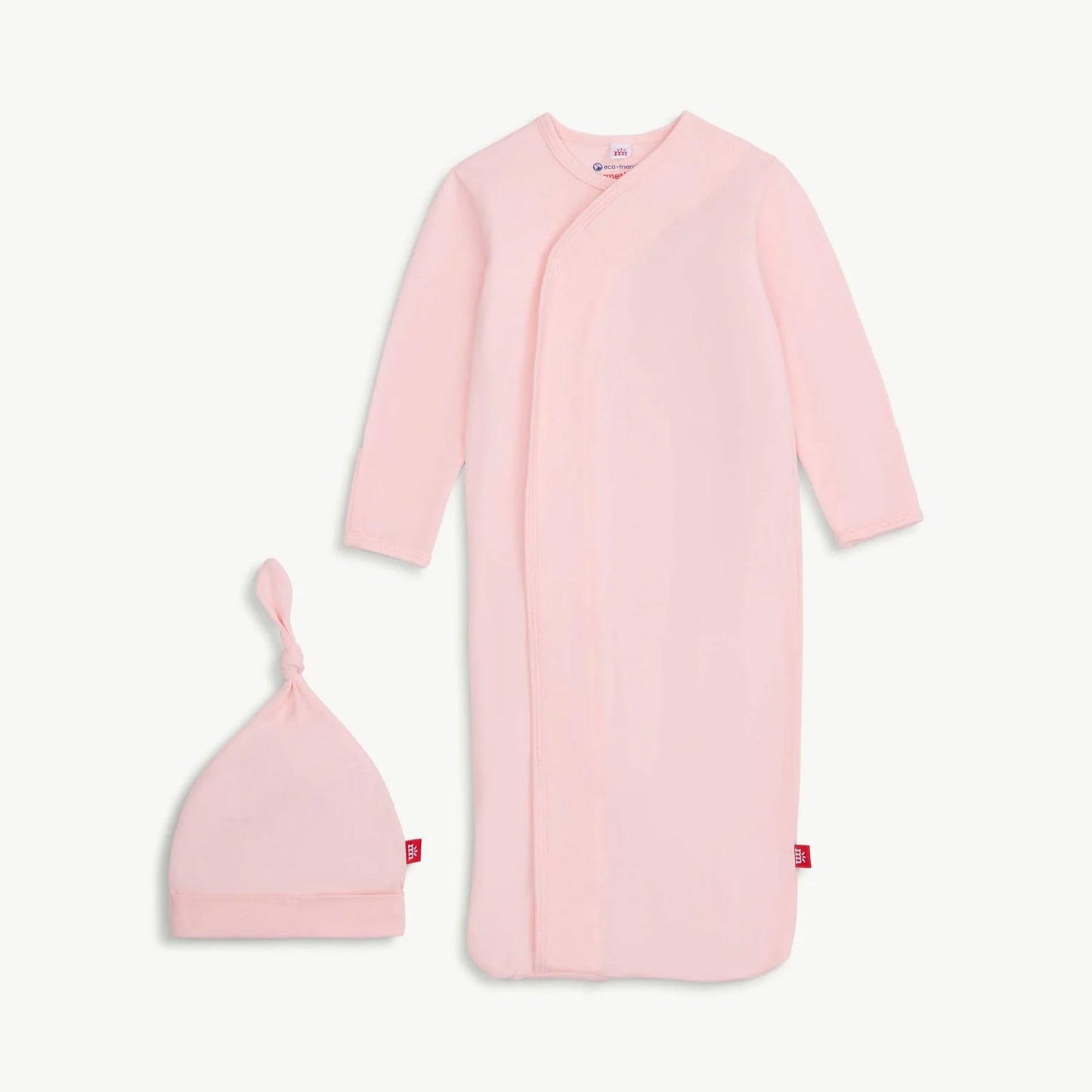 pink dogwood modal magnetic cozy sleeper gown + hat set