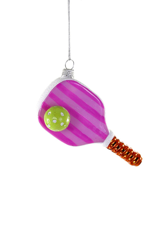 Pickleball Glass Ornament (Pink)