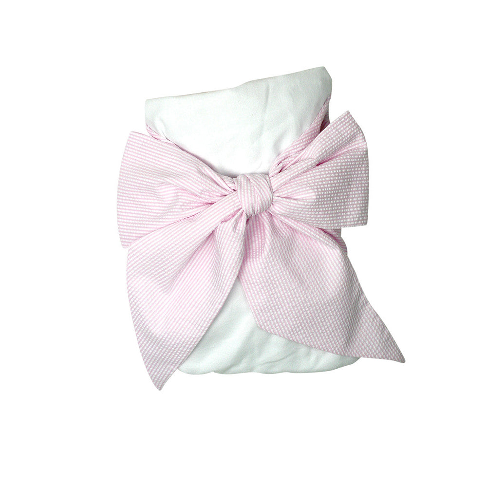 Bow Swaddle | Seersucker Pink