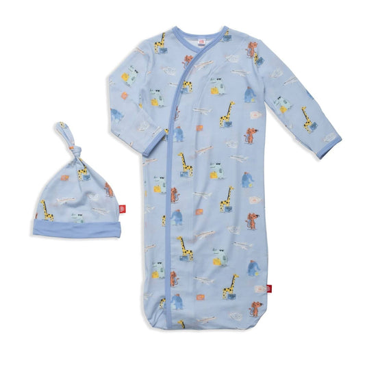 ready jet go modal magnetic cozy sleeper gown + hat set