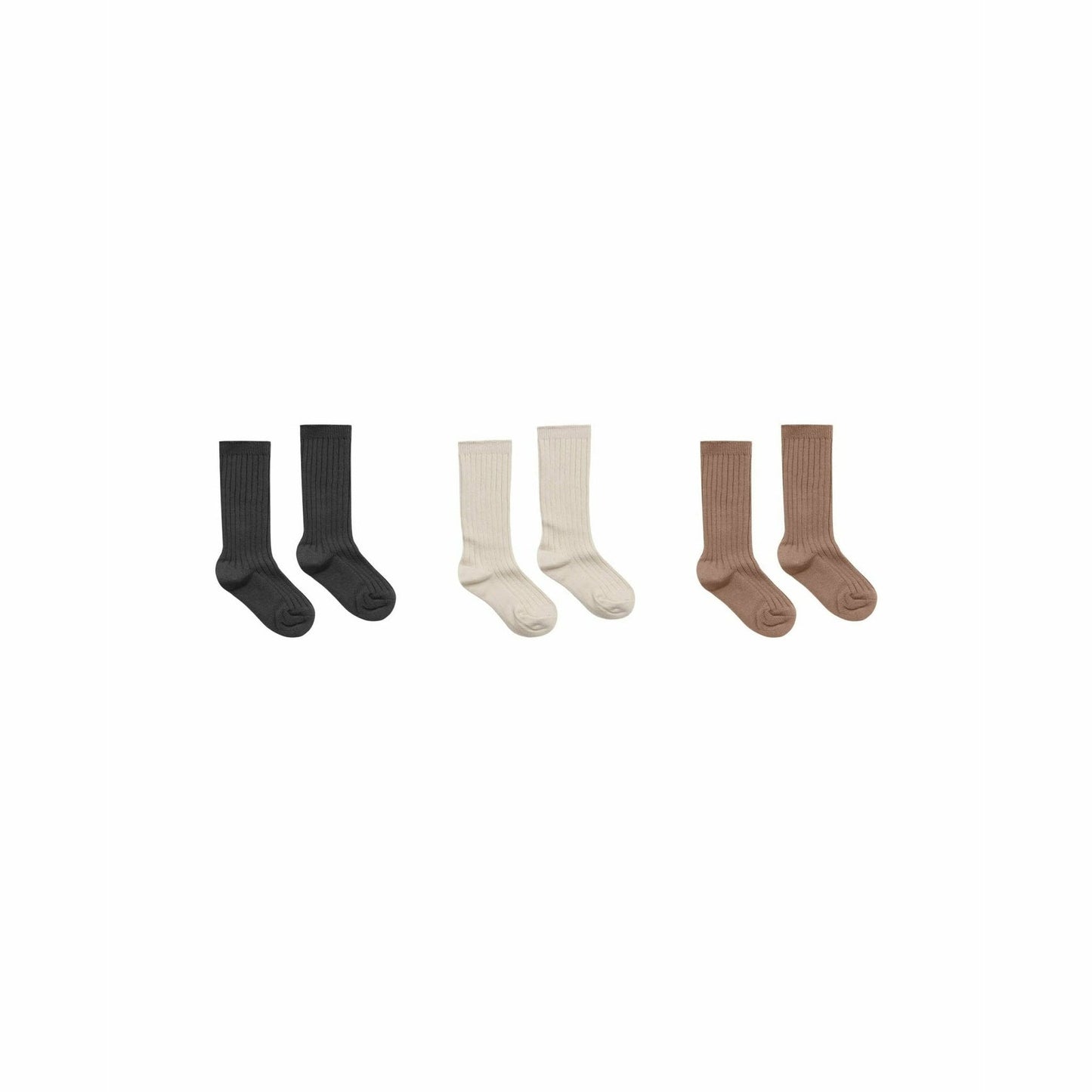 Ribbed Socks Trio - Mocha, Natural & Black