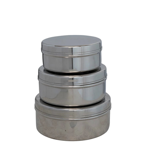 Stainless Steel Containers | Round | Set of 3