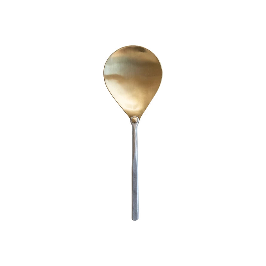 Brass Serving Spoon w/ Hammered Aluminum Handle