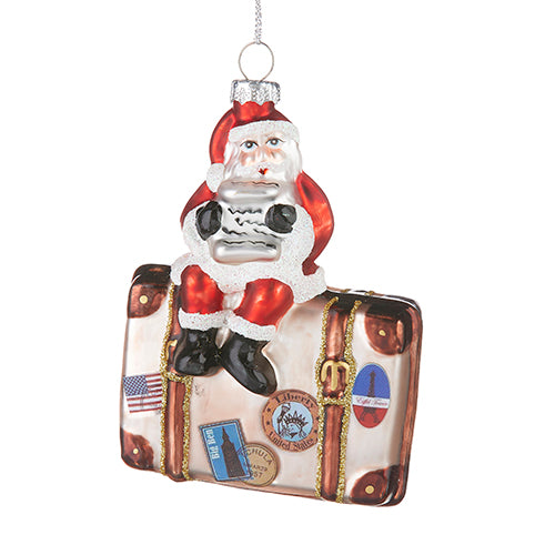 Santa on Luggage Ornament (4.75")