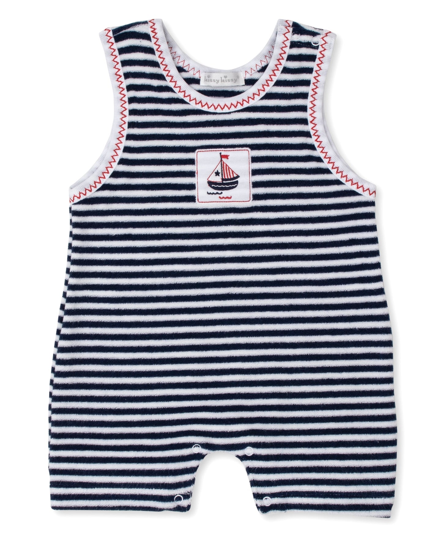 Summer Regatta Terry Sleeveless Playsuit | Navy Stripe