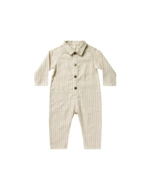 Collared Baby Jumpsuit - Champagne Stripe