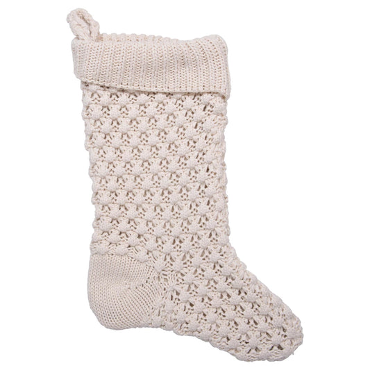 Cotton Knit Christmas Stocking - Natural