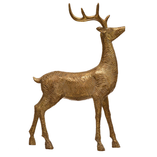 Resin Standing Deer, Gold Finish, 8-1/2"L x 12-1/2"H