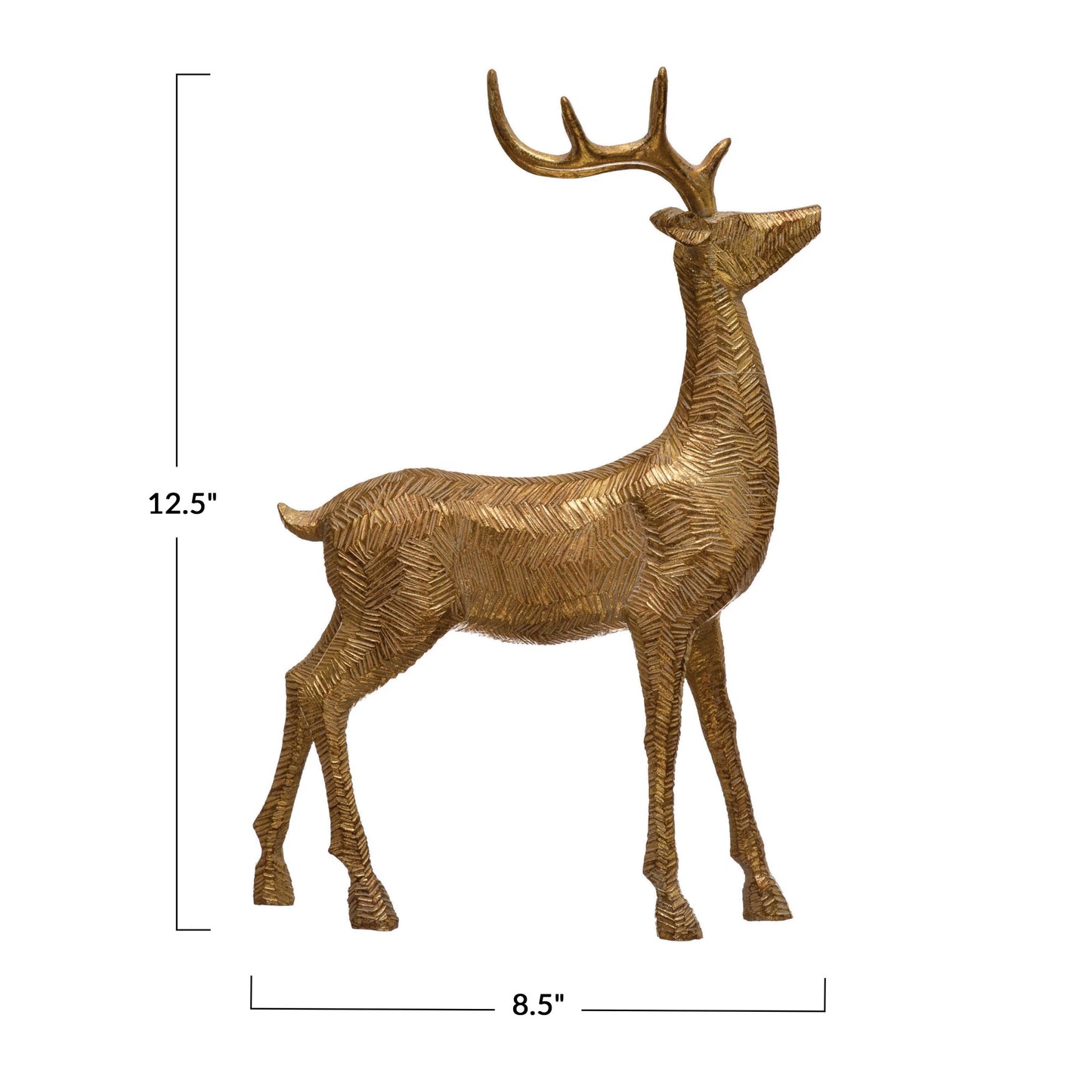 Resin Standing Deer, Gold Finish, 8-1/2"L x 12-1/2"H