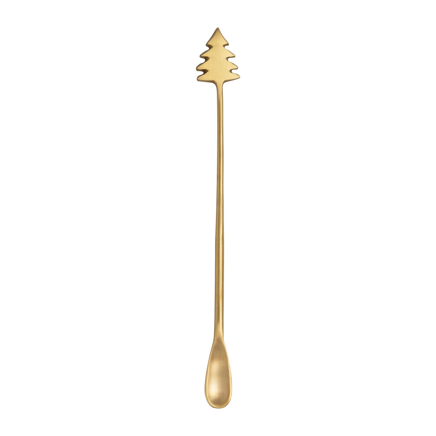 Brass Cocktail Spoon w/ Christmas Tree Handle