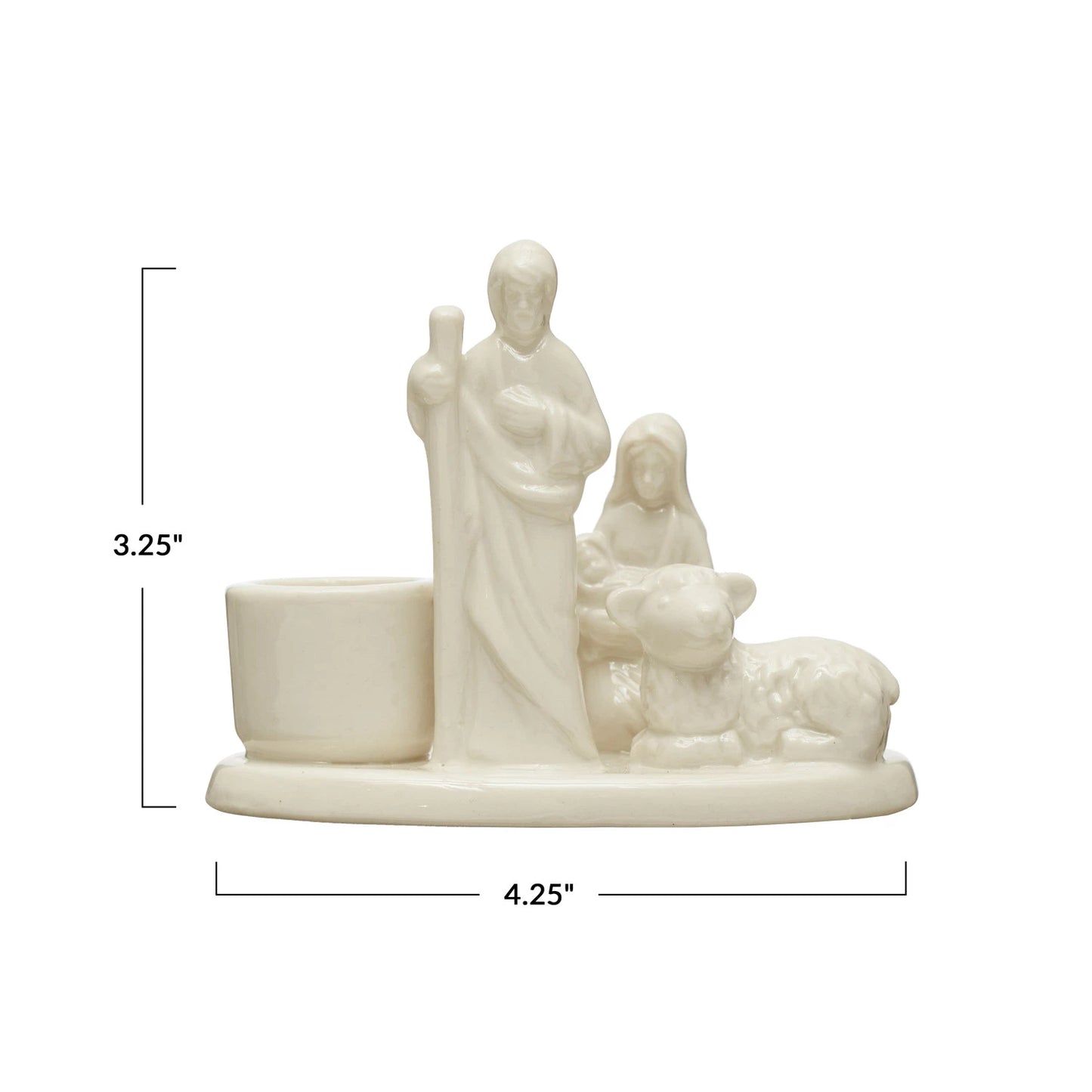 Stoneware Nativity Taper Holder | White