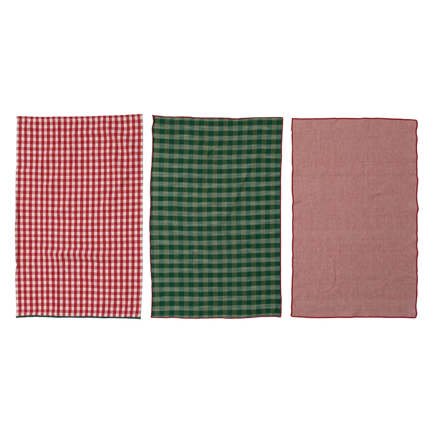 Woven Cotton Tea Towels, Multi Color | Set of 3