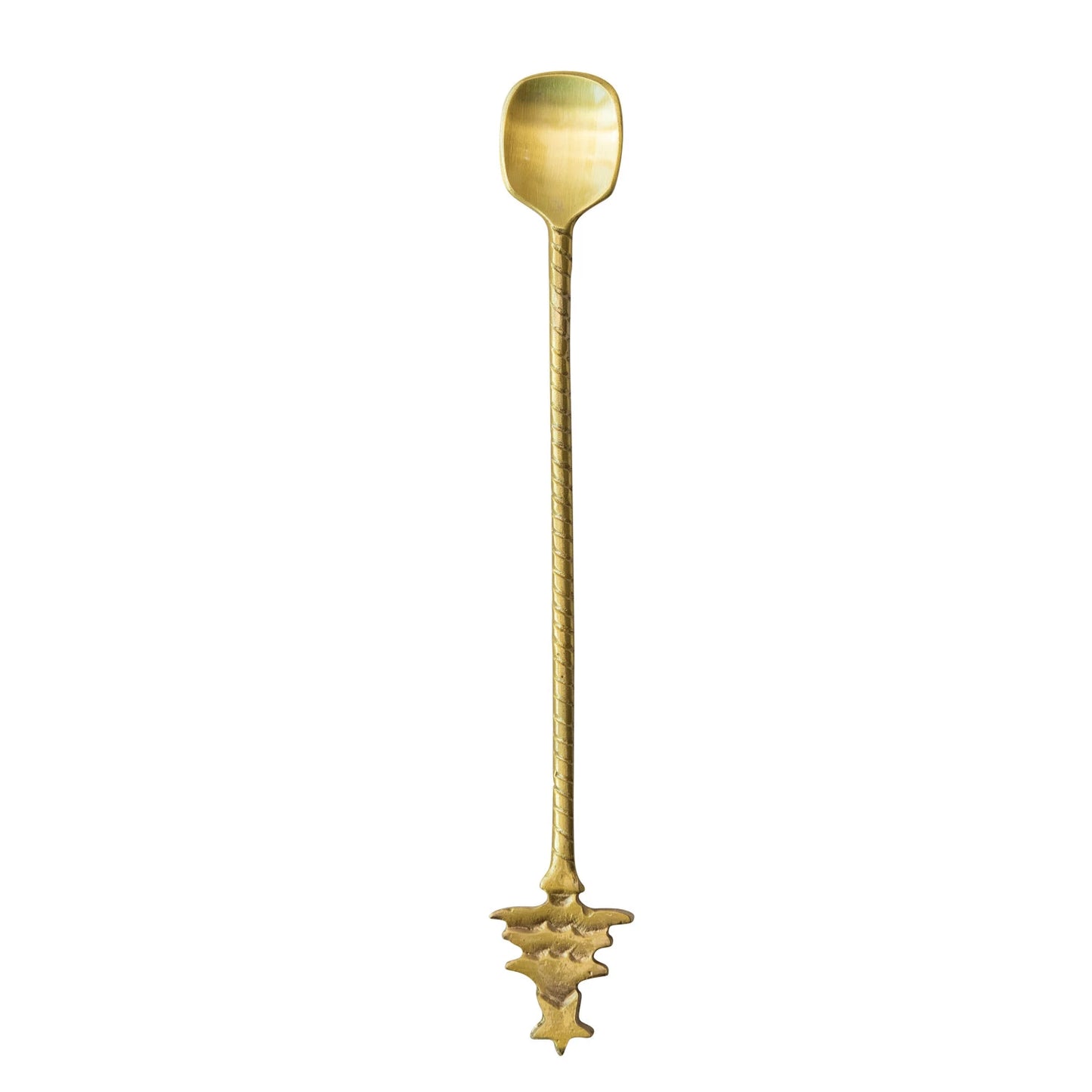 8-1/2"L Brass Cocktail Spoon w/ Tree Handle