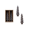 Tree Shaped Taper Candles in Box, Pewter Color | Set of 2 | 5"