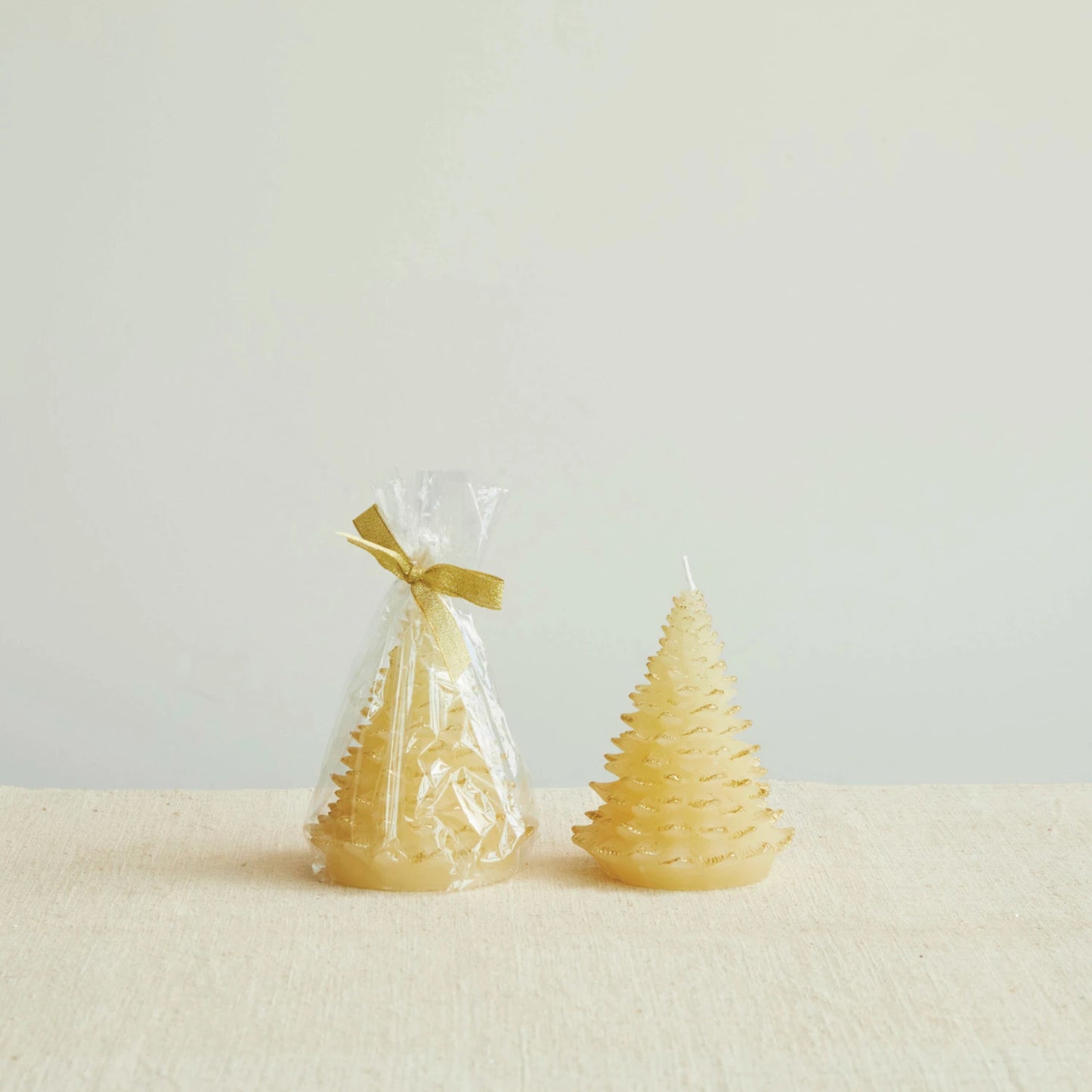 Tree Shaped Candle w/ Gold Tips | Eggnog