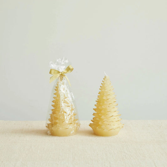 Tree Shaped Candle w/ Gold Tips | Eggnog