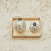 Recycled Marbled Glass Ball Ornament | White & Gold Finish | 3"