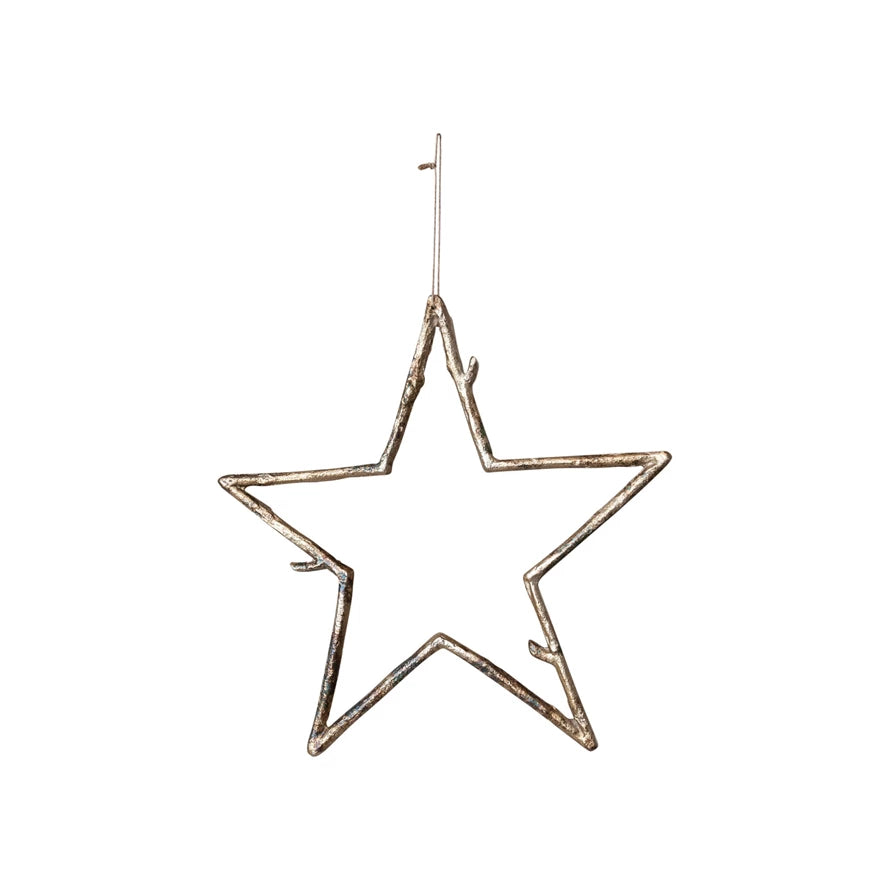 Metal Twig Star Ornament |  Antique Gold Finish