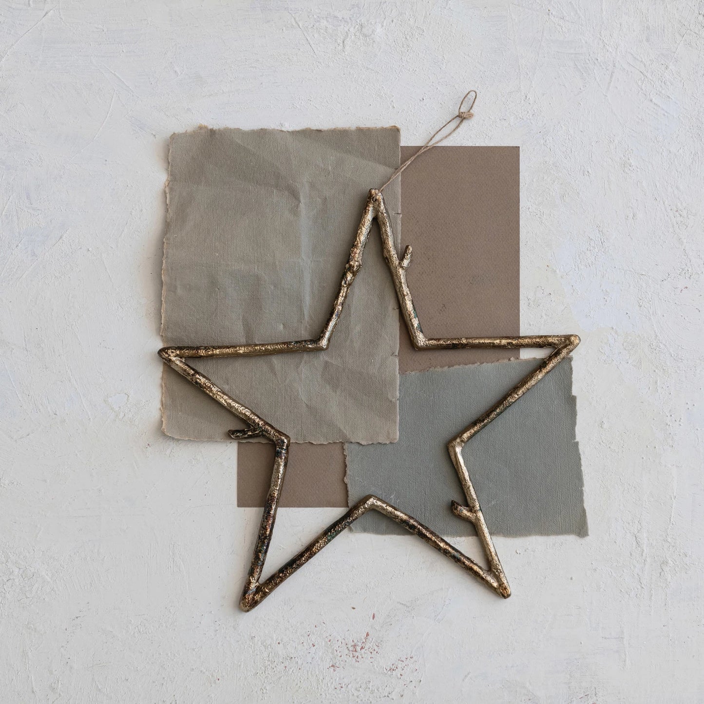 Metal Twig Star Ornament |  Antique Gold Finish