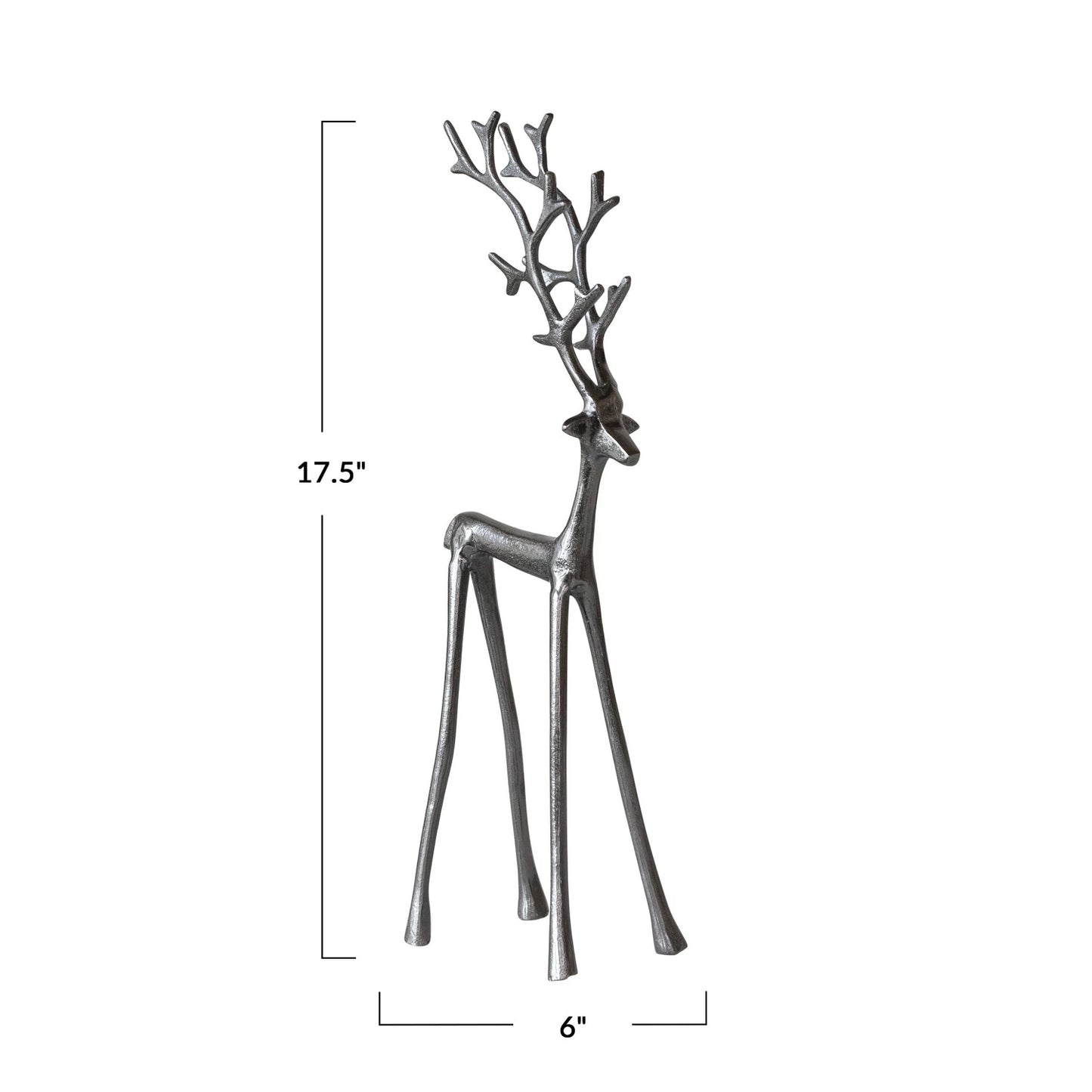 Cast Aluminum Reindeer | Gunmetal Finish | 17.5 inches