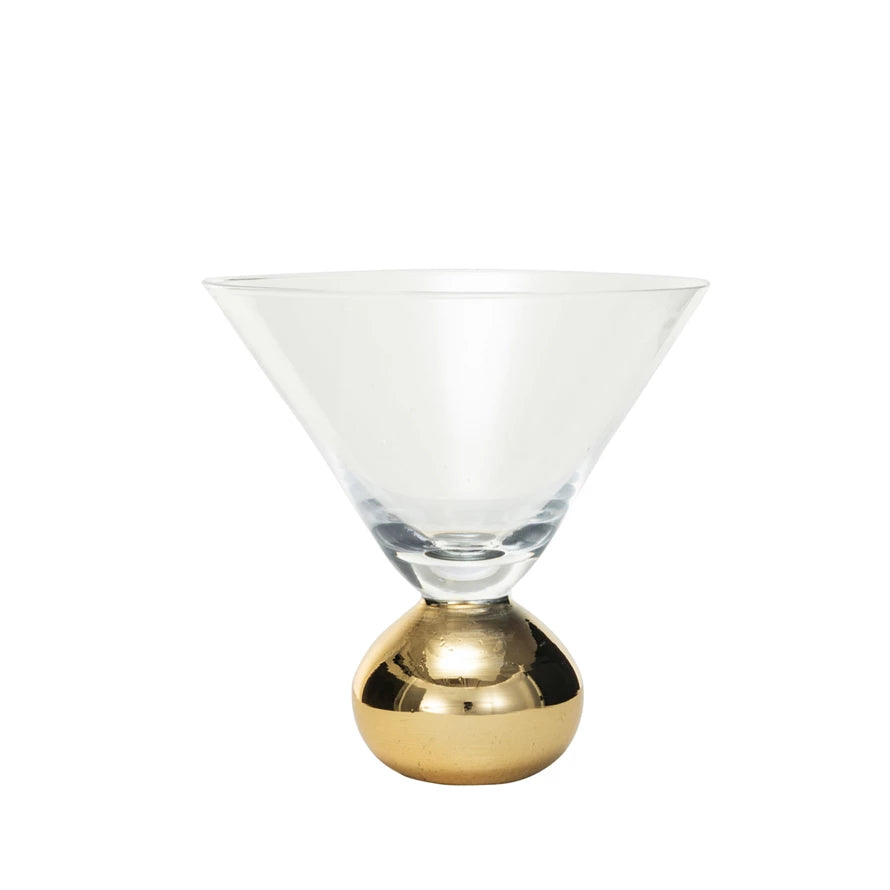 Martini Glass w/ Gold Electroplated Ball Stem | 12 oz.