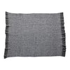 Brushed New Zealand Wool Striped Throw w/ Ruffled Edge | Grey