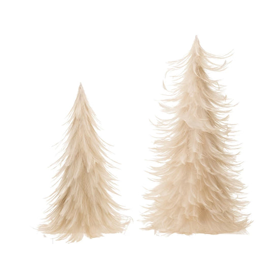 Feather Tree, Cream Color | (L) 10" Round x 16"H