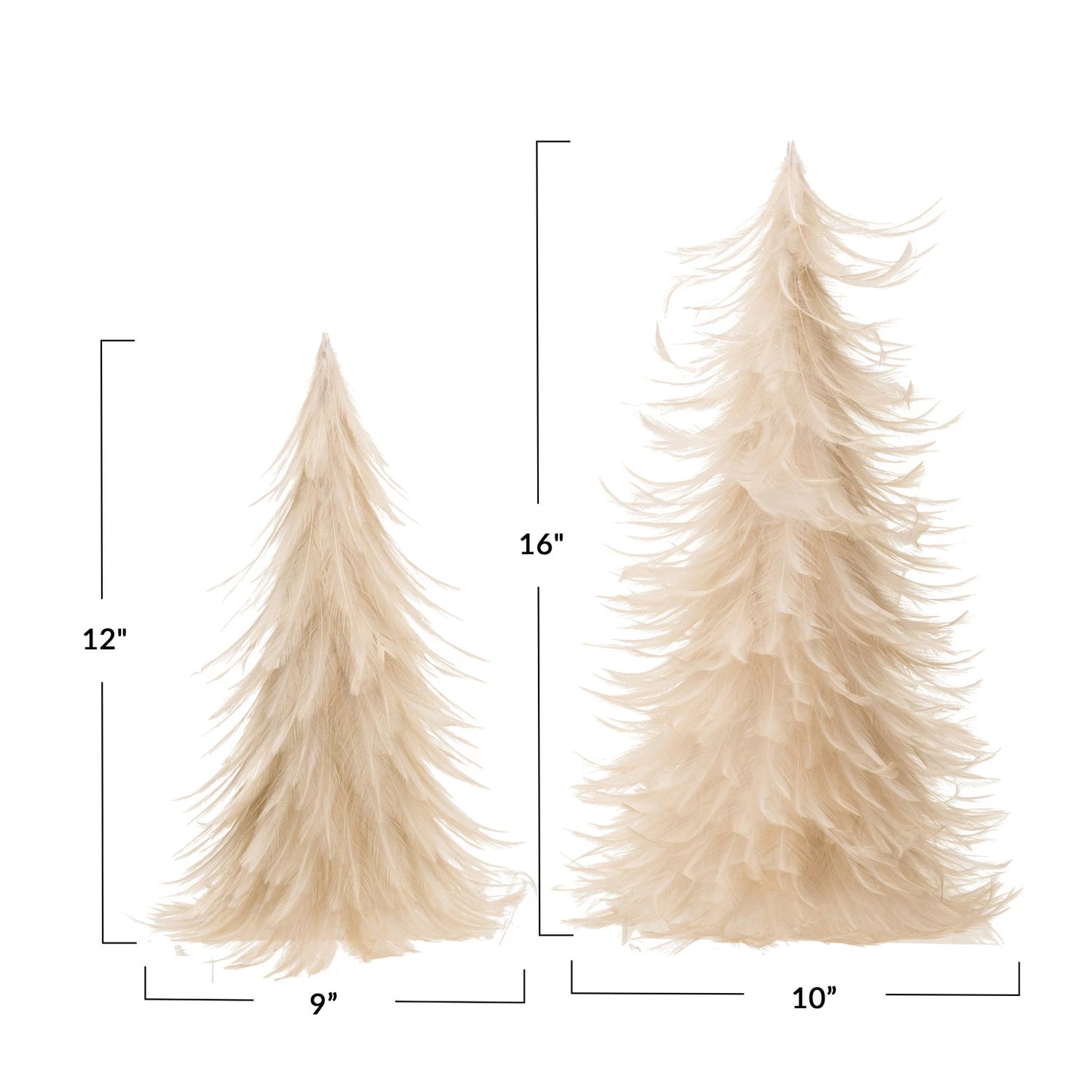 Feather Tree | Cream Color | (S) 9" Round x 12"H