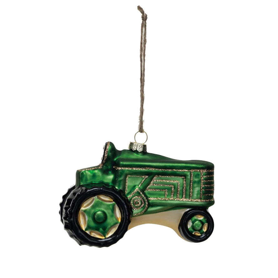 Hand-Painted Glass Tractor