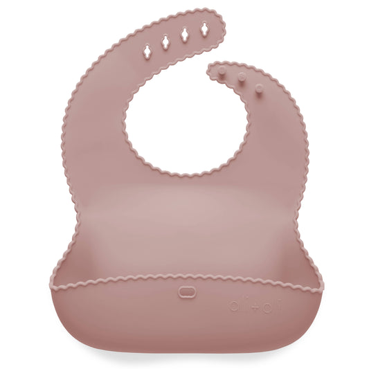 Ali+Oli Silicone Roll Up Bib for Baby - Wavy Edge (Blush)