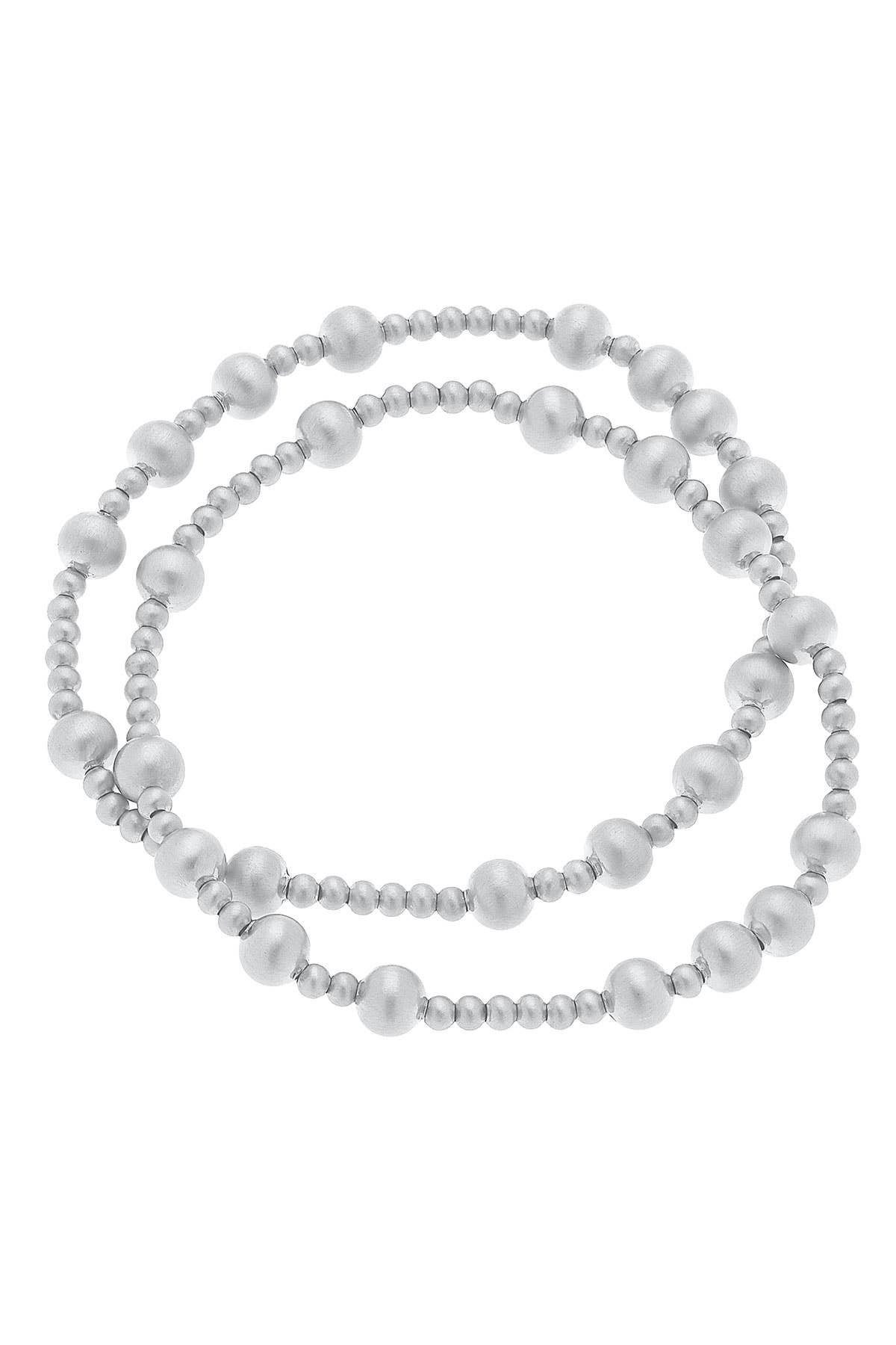 Shelby Ball Bead Stretch Bracelets (S/2) | Satin Silver