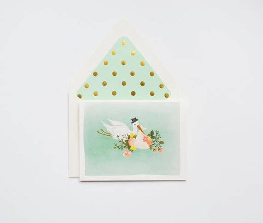 Baby Stork Mint Color Greeting Card