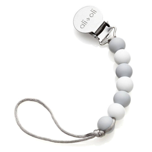 Ali+Oli Pacifier Clip Isa (Grey-White)