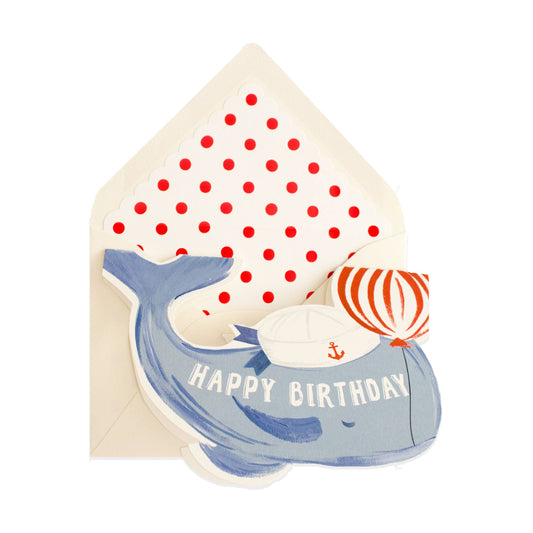 Big Whale Shaped Happy Birthday Greeting Card