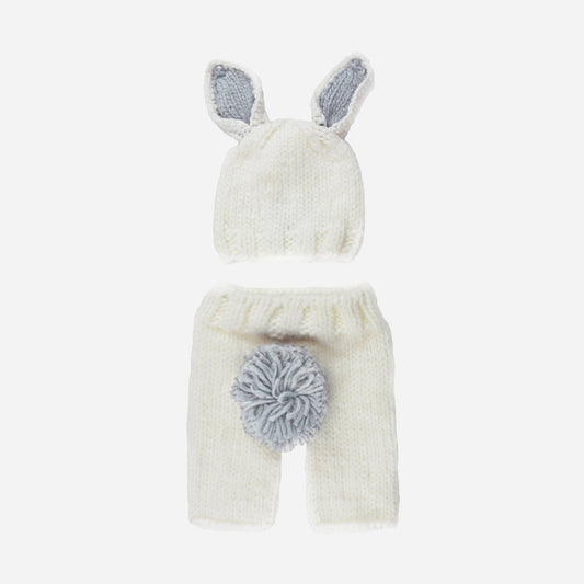 Bailey Bunny Hat and Pant Set | White/Grey