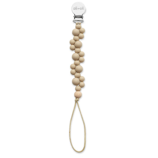 Ali+Oli Pacifier Clip - Bubbles (Taupe)